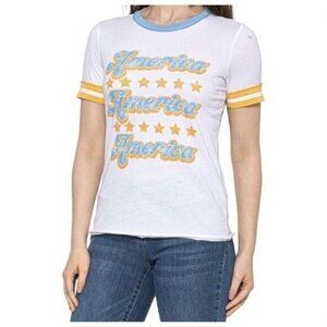 ROCK N ROLL Womens America Graphic T-Shirt - Short Sleeve Size M White New